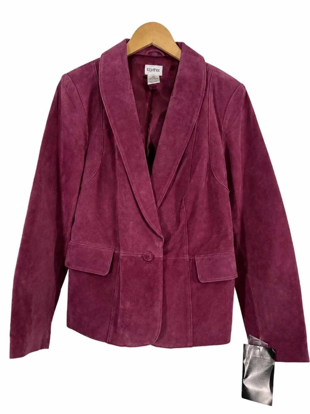Vintage Together Leather Suede Boho Free Spirit Single Button Jacket